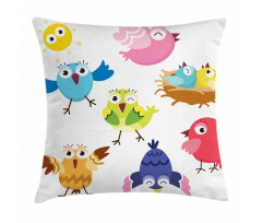 Funny Birds Sun Cartoon Pillow Cover