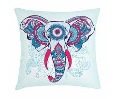 Doodle Elephant Design Pillow Cover