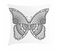 Monochrome Butterfly Graphic Pillow Cover