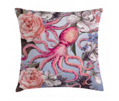 Animal Watercolor Flowers Pillow Cover