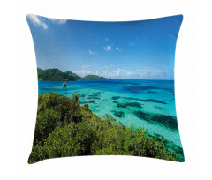 Green Trees Clear Water Pillow Cover