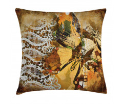 Butterfly and Lace Ornate Pillow Cover