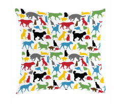 Colorful Cats and Dogs Pillow Cover