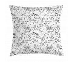 Childish Doodle Pillow Cover