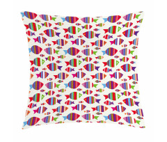 Vibrant Striped Fishes Pillow Cover