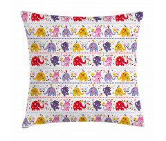 Dancing Floral Elephants Pillow Cover