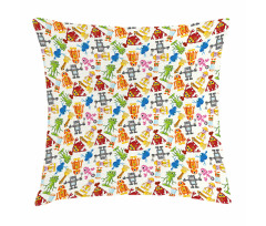 Boys Cartoon Robot Science Pillow Cover