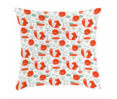 Squirrel Fox Fungus Tea Pillow Cover