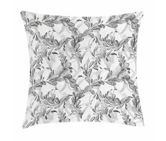 Monochrome Sketch Leaf Pillow Cover