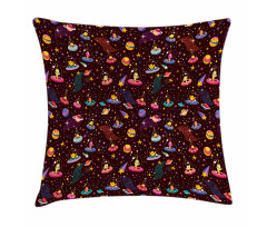 Alien Planets and UFOs Pillow Cover