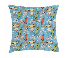 Astronauts with Rockets Pillow Cover