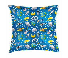 Alien and Human Astronaut Pillow Cover