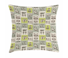 Hieroglyphs Animals Pillow Cover