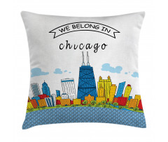 Chicago USA Cartoon Pillow Cover