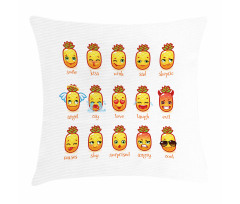 Funny Face Pineapples Pillow Cover