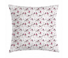 Bullfinch Birds Sakura Pillow Cover