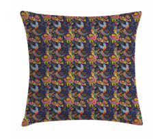 Cartoon Style Birds Dots Pillow Cover