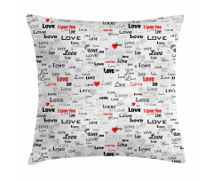 Calligraphy Hearts Stars Pillow Cover
