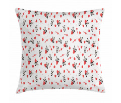Panda with Hearts Pillow Cover