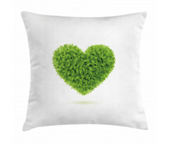 Heart with Fresh Leaves Pillow Cover