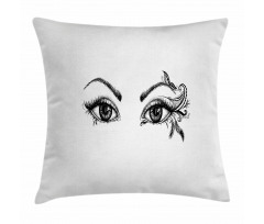 Feather Butterfly Woman Pillow Cover