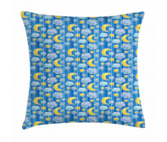 Abstract Moon and Clouds Pillow Cover