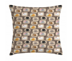 Patchwork Style Silly Faces Pillow Cover