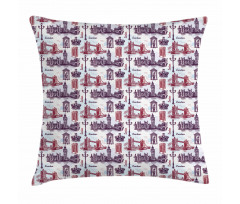 City Landmarks Sketch Pillow Cover