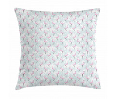 Palm Trees Pink Birds Pillow Cover