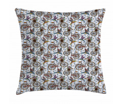 Nostalgic Flower Bird Pillow Cover