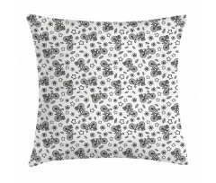 Flowers Stars in Black Pillow Cover