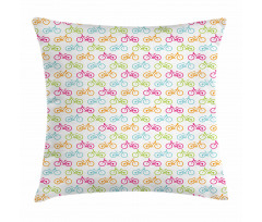 Different Colored Bikes Pillow Cover