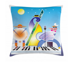 Geometric Shapes Band Pillow Cover