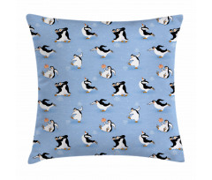 Skating Penguins Pillow Cover