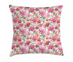 Pink Peonies Roses Pillow Cover
