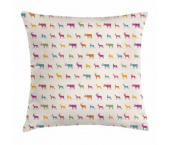 Animal Silhouettes Pattern Pillow Cover