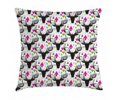 Animal Head with Antlers Pillow Cover