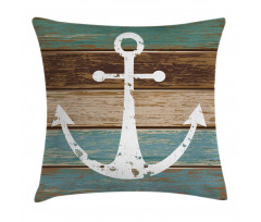 Grunge Marine Wooden Plank Pillow Cover