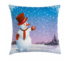 Happy Cartoon Snowfall Pillow Cover