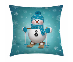 Skiing Snowflakes Fun Pillow Cover