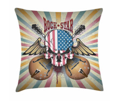 Angry Skull America Flag Pillow Cover