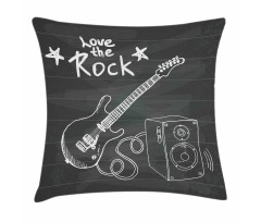Love Rock Music Sketch Pillow Cover