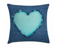 Denim Heart Love Pillow Cover