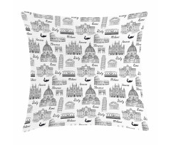 Monochrome Sketch Italy Pillow Cover