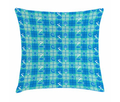 Plaid Pattern Marine Pillow Cover