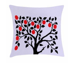 Black Tree Ripe Fruit Art Pillow Cover