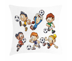 Cartoon Kids Playing Pillow Cover