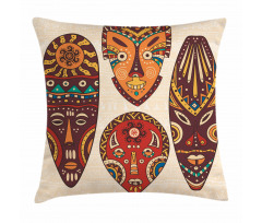 Indigenous Folk Mask Graphic Pillow Cover