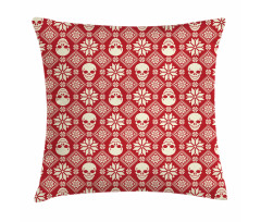 Needlework Skull Motif Pillow Cover