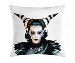 Gothic Lady Hair Horns Pillow Cover